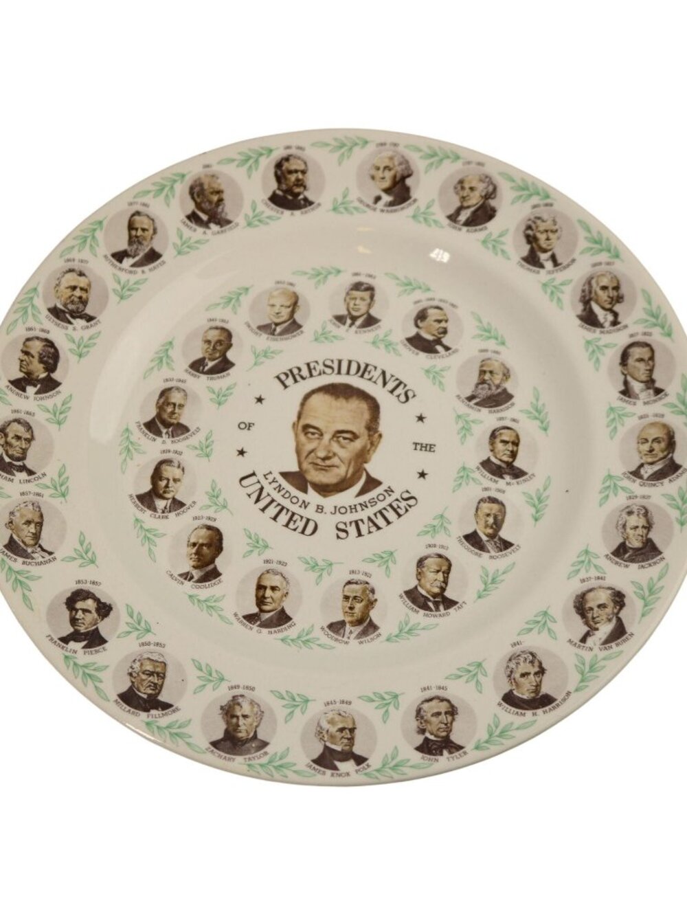 Buckholts Texas Advertising Plate Vintage Presidents 1960s Farmers Gin Promo
